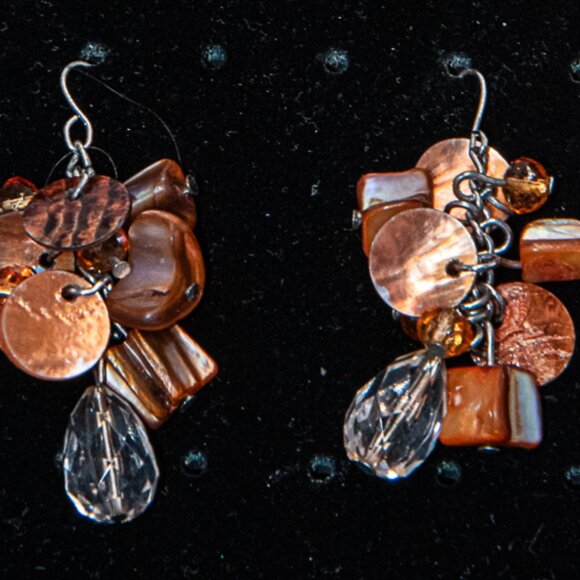 Carnelian and Glass Cluster Earrings - Picture 2 of 2
